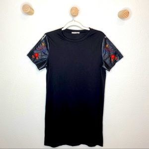 Zara Trafaluc Black boho sleeve T shirt dress